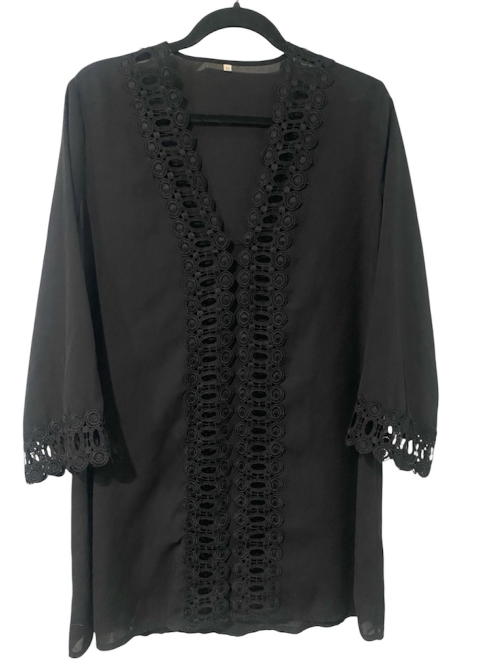 Black Crochet Trim Cover Up